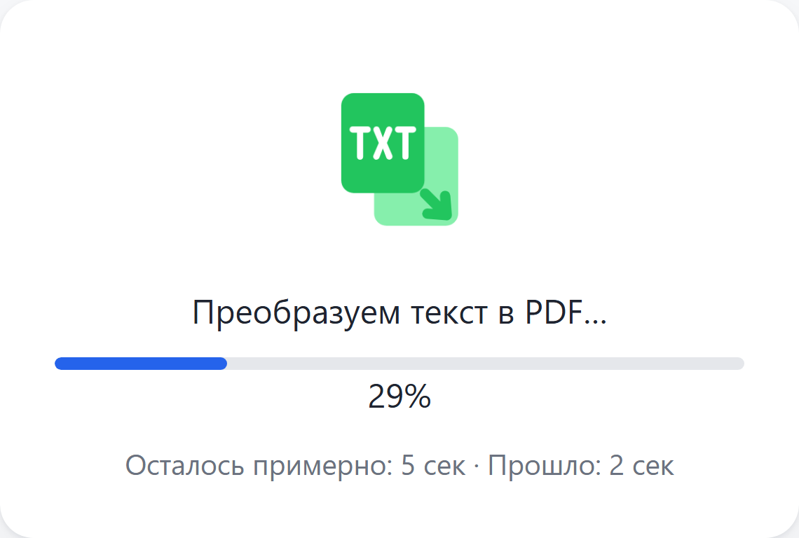 Идёт сборка PDF из текста